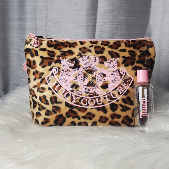 JUICY COUTURE Leopard Cheetah Fur Cosmetic Bag - Picture 1 of 5